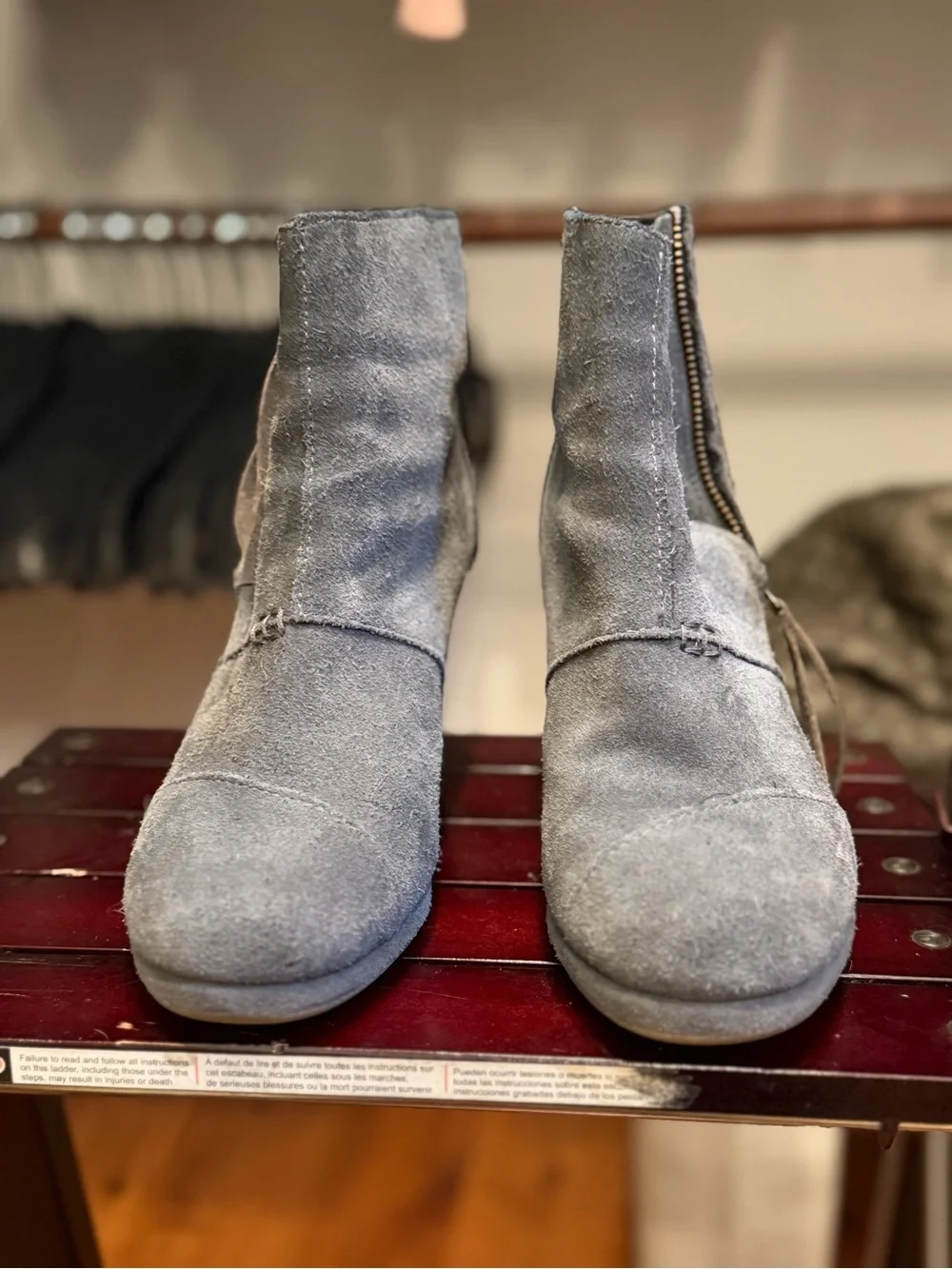 Toms Desert Wedge High Booties Gray